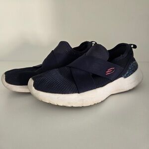 Skechers Navy Slip-On w/ Crisscross Stretch Straps  | Women’s Size 8